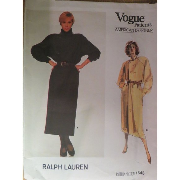 Uncut 1985 Vtg VOGUE Ralph Lauren Pattern 1643 Misses Size 8 Dress NOS Designer - Picture 1 of 2